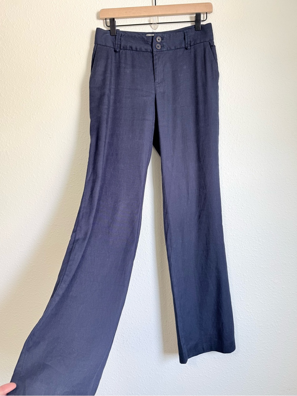 Anthropologie Elevenses Linen Blend Bootcut Pants Boho Retro Indie Minimalist - Picture 4 of 8